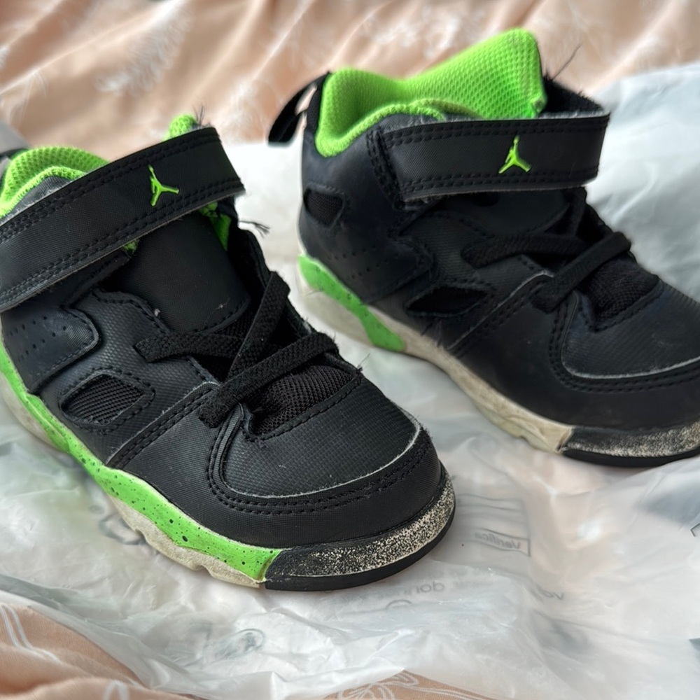 Kids Black and Green Athletic Shoes